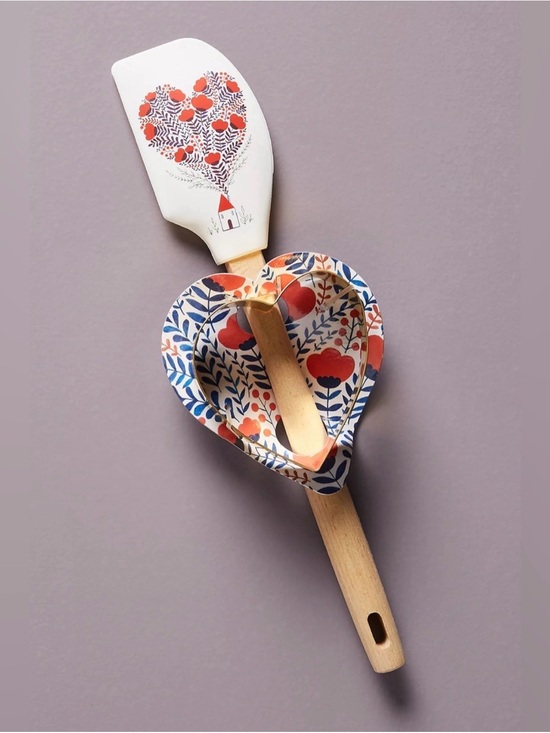 Anthropologie Other - Anthropologie Floral Heart Spatula Set in White, Blue, Red